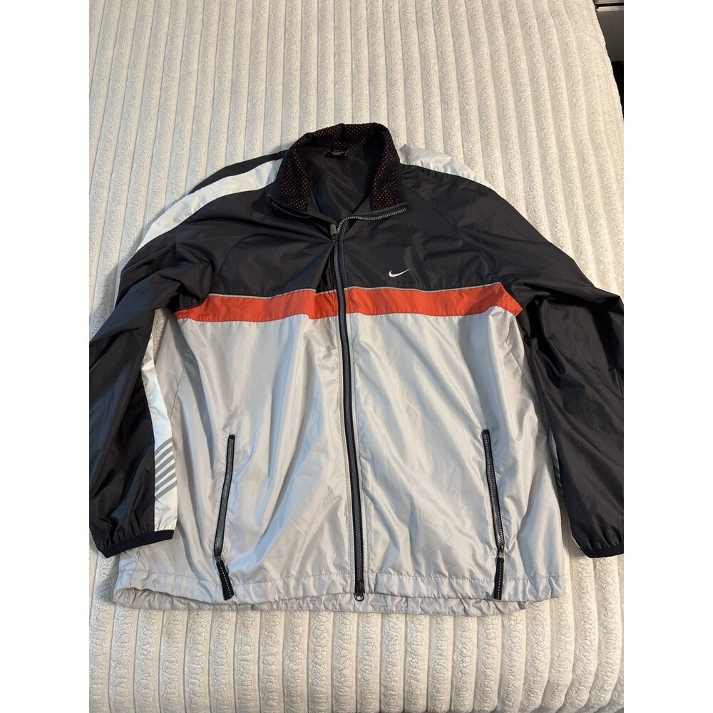 Vintage Y2k Nike Colorblock Windbreaker Jacket Mens XL Black Gray Orange zipper